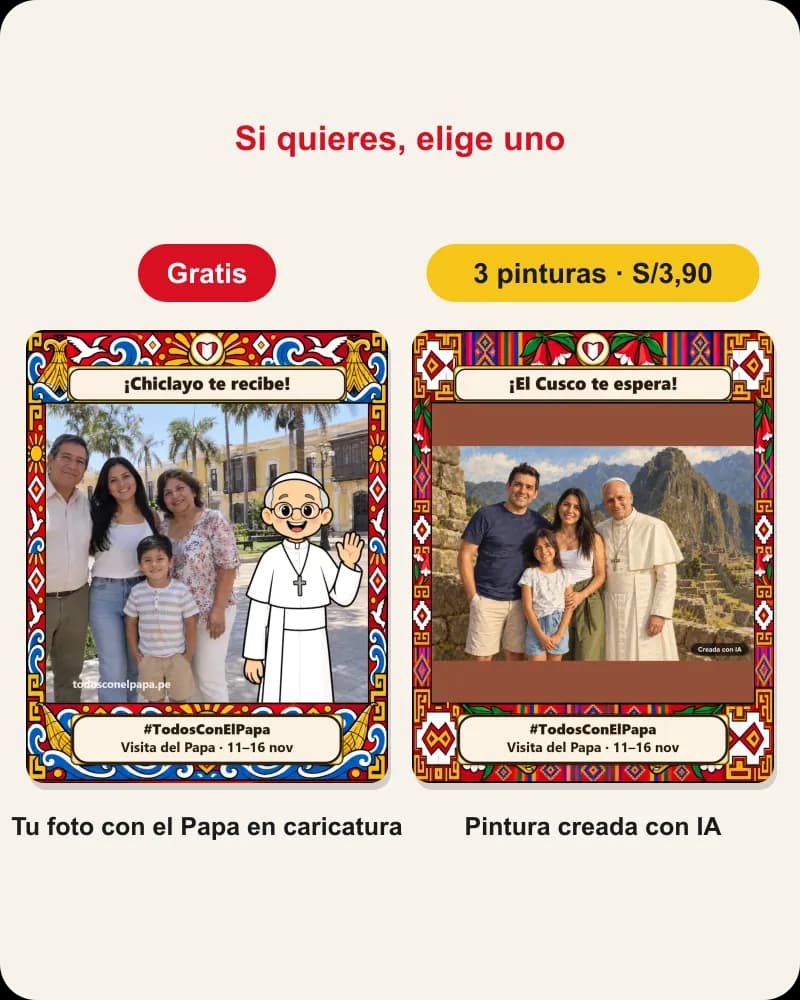 Captura en un celular: añadir una foto gratis o pedir 3 pinturas con IA
